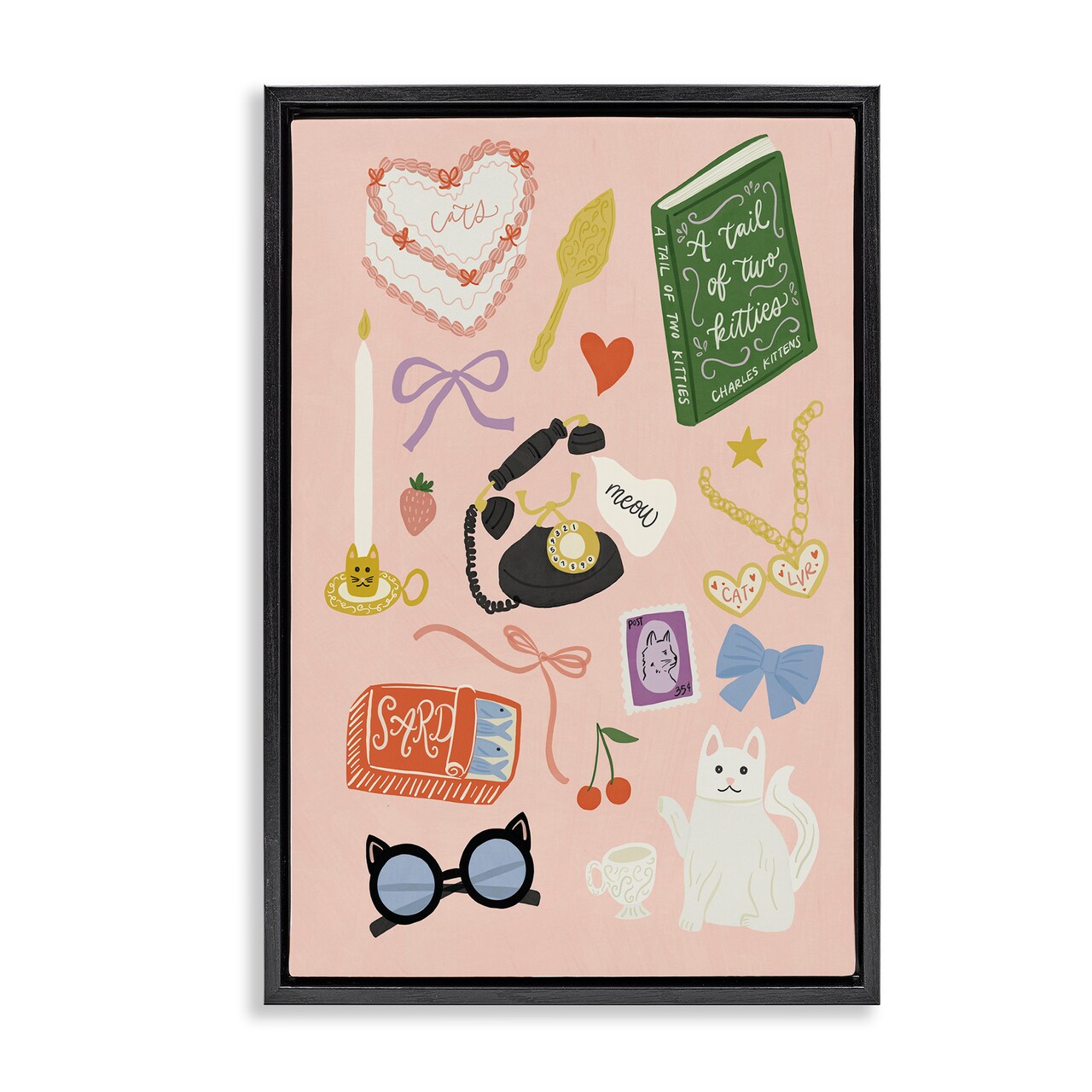 Stupell Industries Vintage Cat Lover Trinkets Floating Frame, design by Amanda Houston
